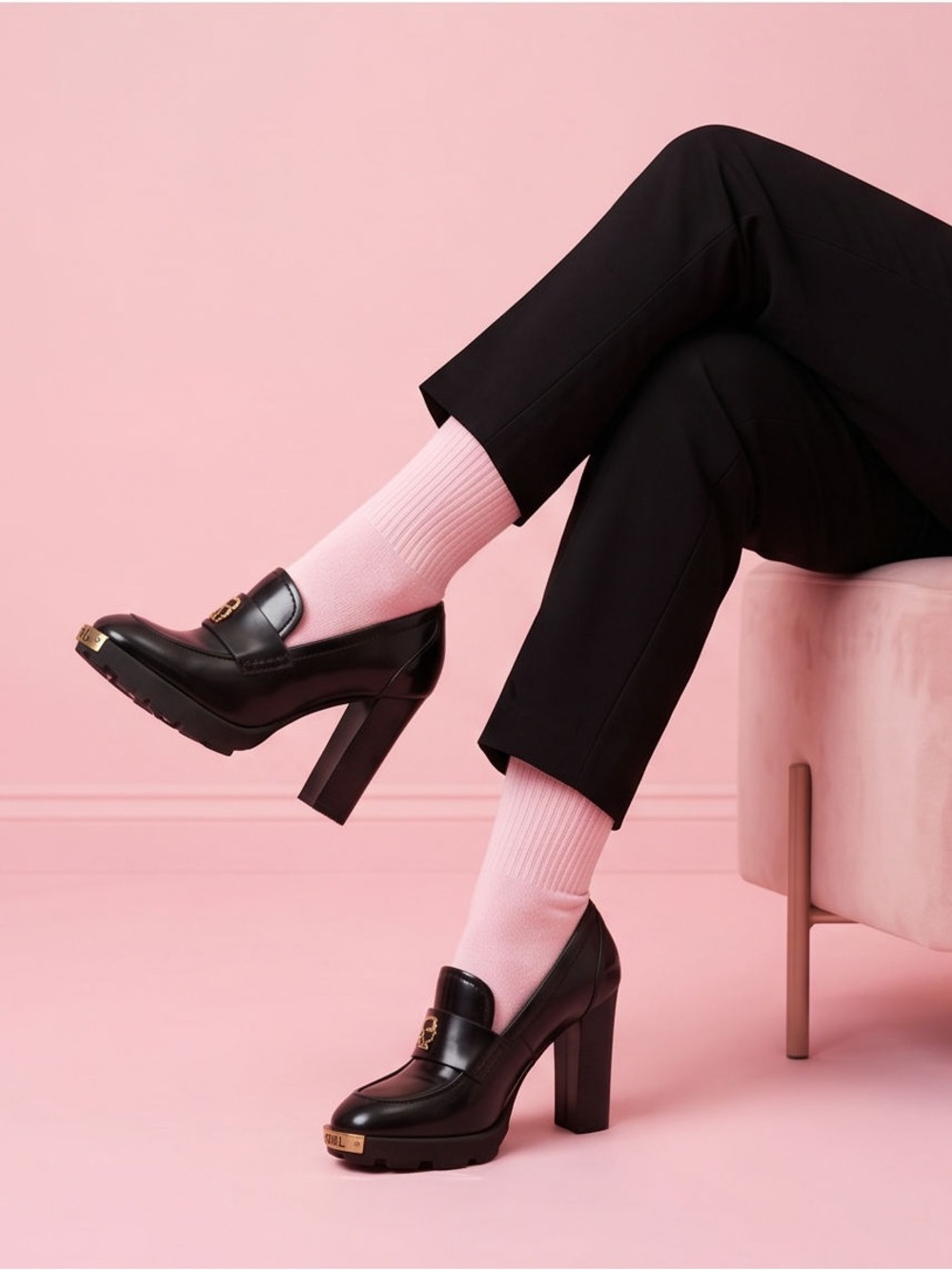 Karl Lagerfeld Paris Virna Patent Faux Leather Platform High Heel Loafers size 7
